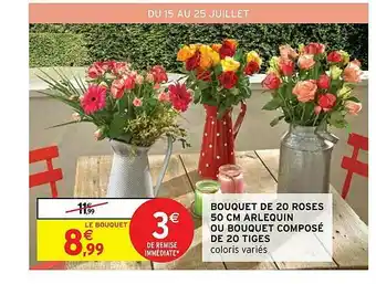 Intermarché Hyper Bouquet De 20 Roses 50 Cm Arlequin Ou Bouquet Composé De 20 Tiges offre