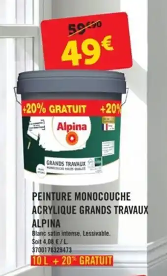 E.Leclerc Brico Peinture monocouche acrylique grands travaux ALPINA offre