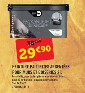 E.Leclerc Brico Peinture paillettes argentées por murs et boiseries 2 L offre