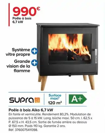 Castorama Poêle à Bois Aiko 6.7 kW offre