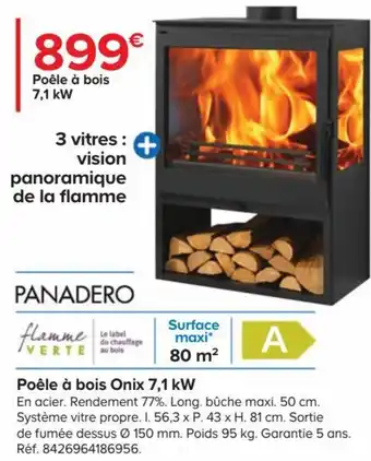 Castorama Poêle à Bois Onix 7.1 kW offre