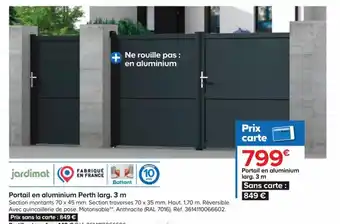 Castorama Portail en Aluminium Perth Larg 3m offre