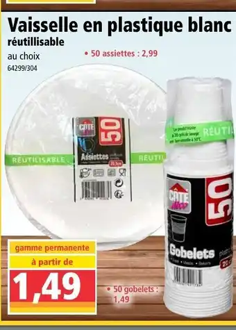 Norma Vaisselle En Plastique Blanc offre