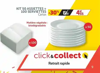 Gifi Kit 50 Assiettes + 100 Servietes offre