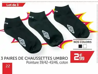 Gifi 3 Paires De Chaussettes Umbro offre