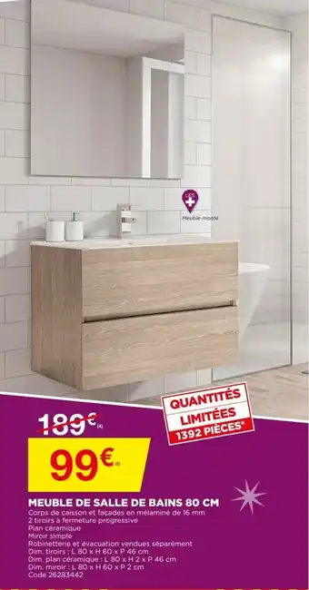 Bricomarché Meuble De Salle De Bains 80 CM offre