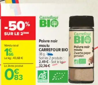 Carrefour Poivre Noir Moulu offre