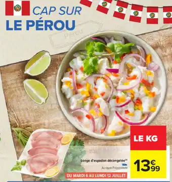 Longe d'Espadon Décongelée