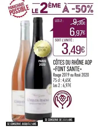 Match Côtes du Rhône AOP Font Sante offre