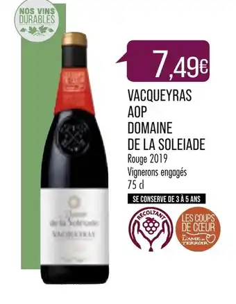 Match Vacqueyras AOP Domaine De La Soleiade offre