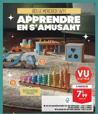 ALDI Jeu de mathématiques ou jeu empilable, jeu d'éveil, plateau de jeu avec boules offre