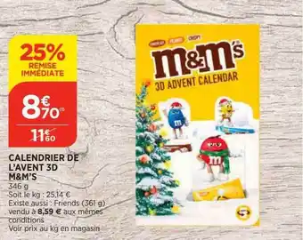 Bi1 Calendrier de l'avent 3d m&m's offre
