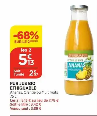 Bi1 Pur jus bio éthiquable offre