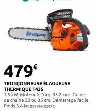 Rural Master Tronçonneuse élagueuse thermique t435 husqvarna offre