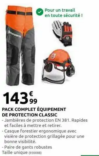 Rural Master Pack complet équipement de protection classic husqvarna offre