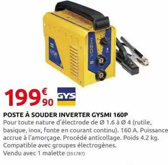 Rural Master Poste à souder inverter gysmi 160p gys offre