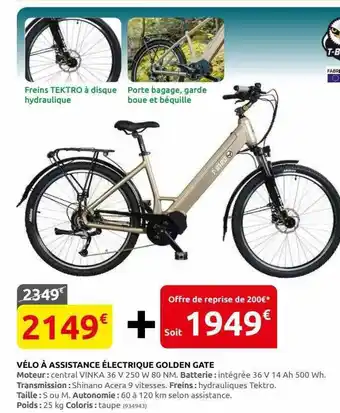 Rural Master Vélo à assistance électrique golden gate offre