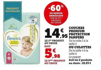 Super U Couches premium protection pampers ou culottes offre
