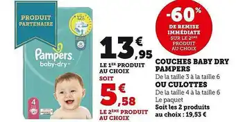 Super U Couches baby dry pampers ou culottes offre