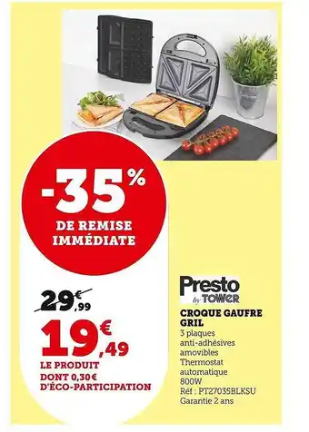 Croque gaufre gril presto by tower