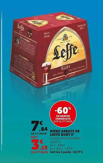 Super U Bière abbaye de leffe ruby 5° offre