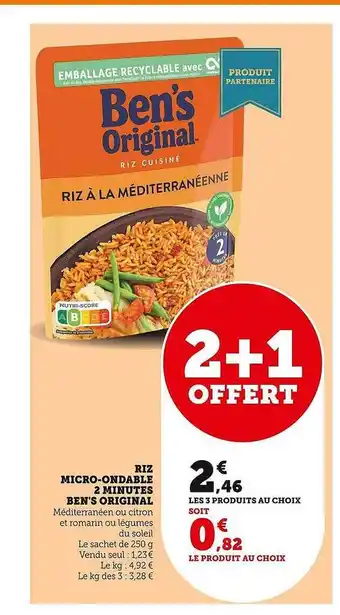 U Express Riz micro-ondable 2 minutes ben's original offre