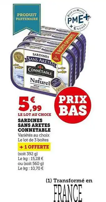 U Express Sardines sans arêtes connétable offre