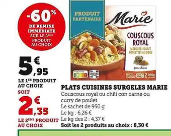 U Express Plats cuisinés surgelées marie offre