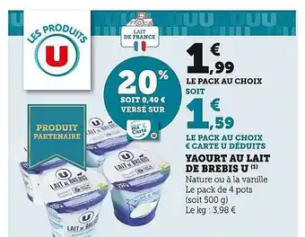 U Express Yaourt au lait de brebis u offre