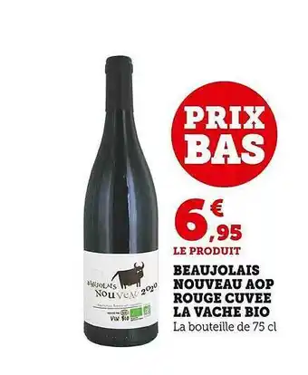 Beaujolais nouveau aop rouge cuvée la vache bio