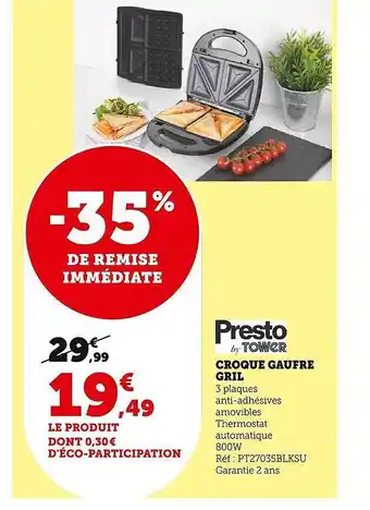 Croque gaufre gril presto by tower