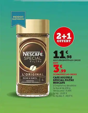 U Express Café soluble spécial filtre nescafé offre