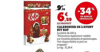 U Express Calendrier de l'avent kit kat offre