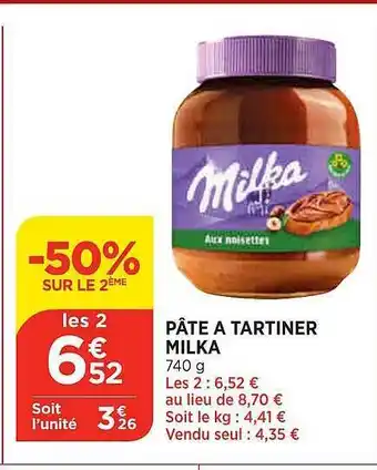 Maximarché Pâte à tartiner milka offre