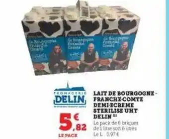 Super U Lait de bourgogne - franche-comté demi-écrémé stérilisé uht delin offre