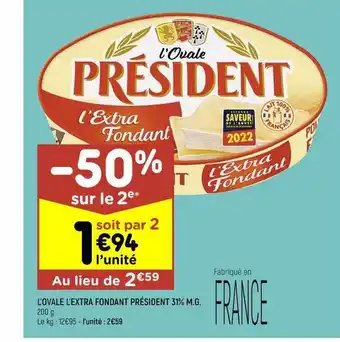 Leader Price L'ovale l'extra fondant président 31% m.g. offre