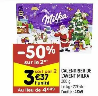 Leader Price Calendrier de l'avent milka offre