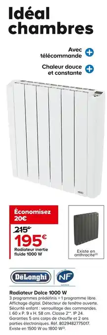 Castorama Delonghi radiateur dolce 1000 w offre