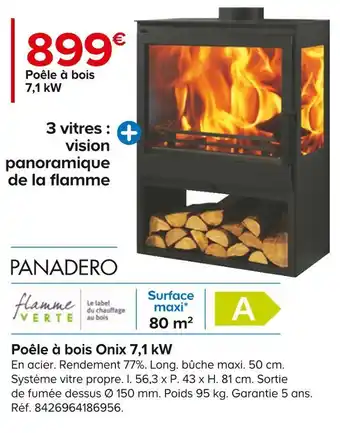 Castorama Panadero poêle à bois onix 7,1 kw offre