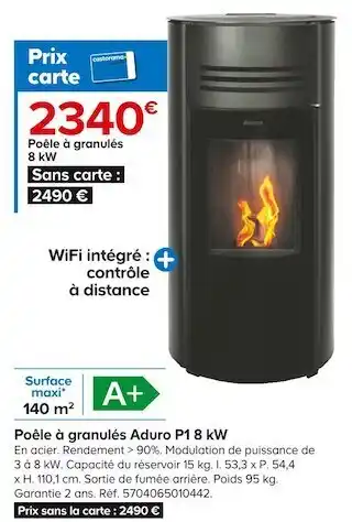 Castorama Poêle à granulés aduro p1 8 kw offre