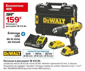 Castorama Dewalt perceuse à percussion 18 v/2 ah offre
