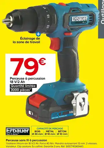 Castorama Erbauer perceuse sans fil à percussion offre