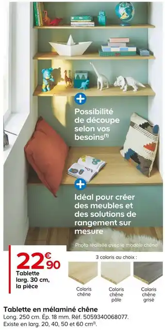 Castorama Tablette en mélaminé chêne offre