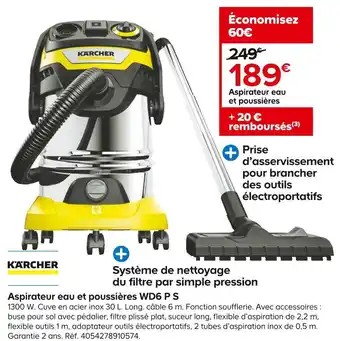 Castorama Kärcher aspirateur eau et poussières wd6 p s offre