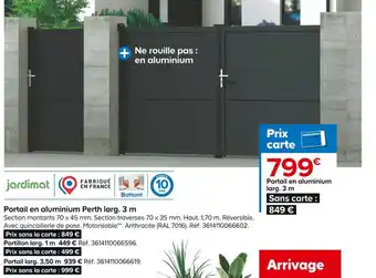 Portail en aluminium perth larg. 3 m