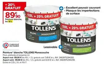 Castorama Tollens peinture* blanche monocouche offre