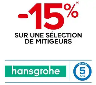 Castorama Hansgrohe -15% sur une sélection de mitigeurs hansgrohe offre