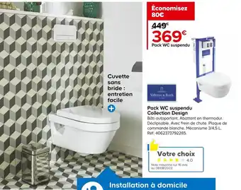 Castorama Pack wc suspendu collection design offre