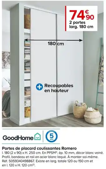 Castorama Portes de placard coulissantes romero offre