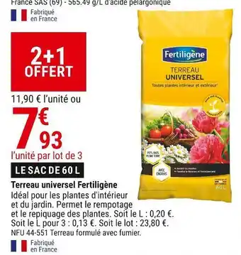 Gamm vert Fertiligène terreau universel offre